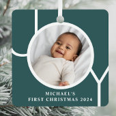 Custom Baby's First Christmas Foto Green Ornament Aus Metall