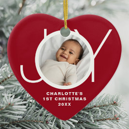 Custom Baby's First Christmas Foto Red Keramik Ornament