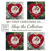 Custom Baby's First Christmas Foto Red Keramik Ornament