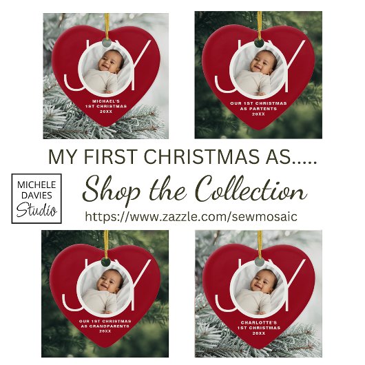 Custom Baby's First Christmas Foto Red Keramik Ornament