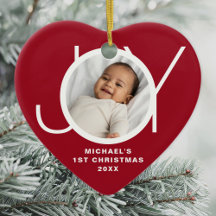 Custom Baby's First Christmas Foto Red