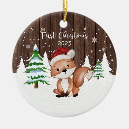 Custom Baby's First Christmas Fox dualseitig Keramik Ornament (Vorne)