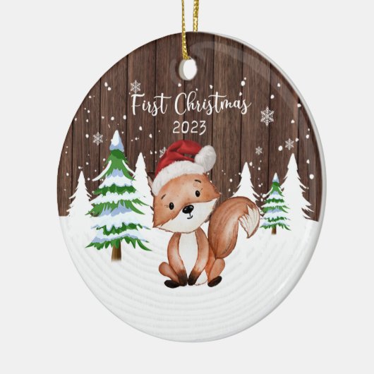 Custom Baby's First Christmas Fox dualseitig Keramik Ornament (Links)