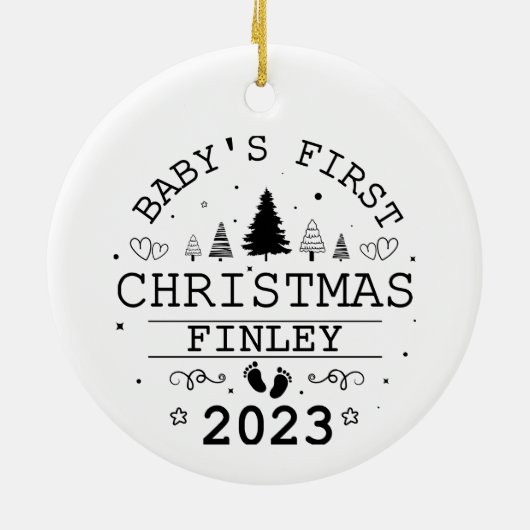 Custom Baby's First Christmas Fox dualseitig Keramik Ornament (Hinten)
