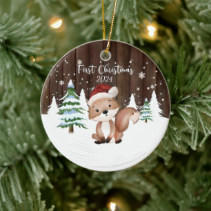 Custom Baby's First Christmas Fox dualseitig Keramik Ornament