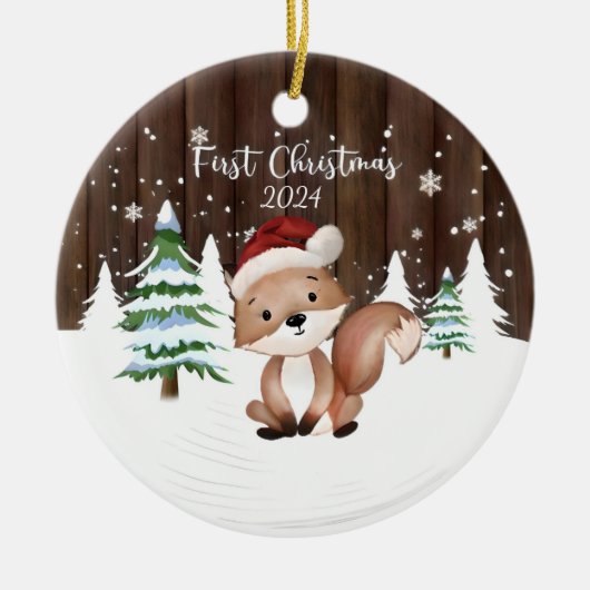 Custom Baby's First Christmas Fox dualseitig Keramik Ornament (Vorne)