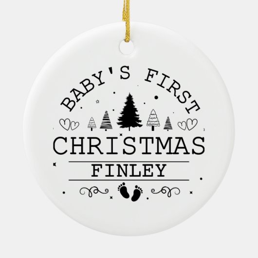 Custom Baby's First Christmas Fox dualseitig Keramik Ornament (Hinten)