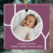 Custom Baby's First Christmas Holiday Foto Lila Keramikornament