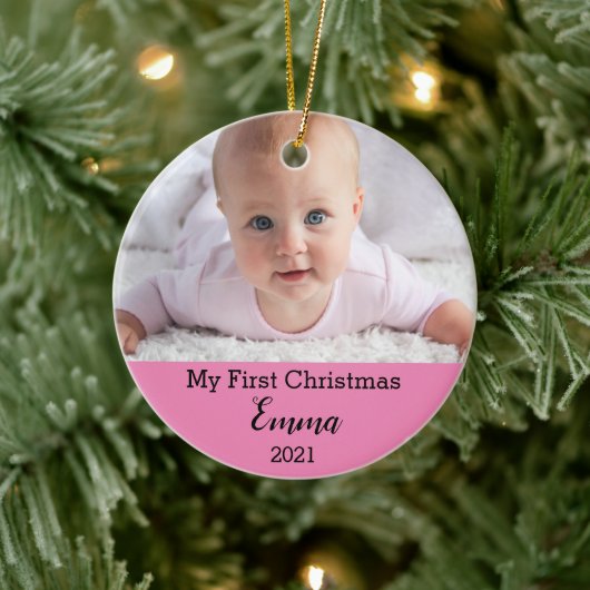 Custom Baby's First Christmas Keramik Ornament (Baum)