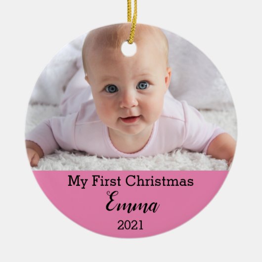 Custom Baby's First Christmas Keramik Ornament (Vorne)