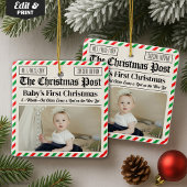 Custom Baby's First Christmas Newspaper Keramikornament