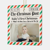 Custom Baby's First Christmas Newspaper Keramikornament (Links)