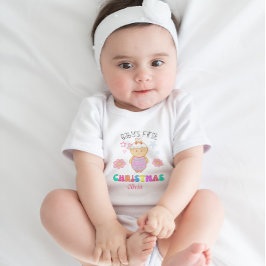 Custom Baby's First Christmas Niedlich Doll Stars Baby Strampler