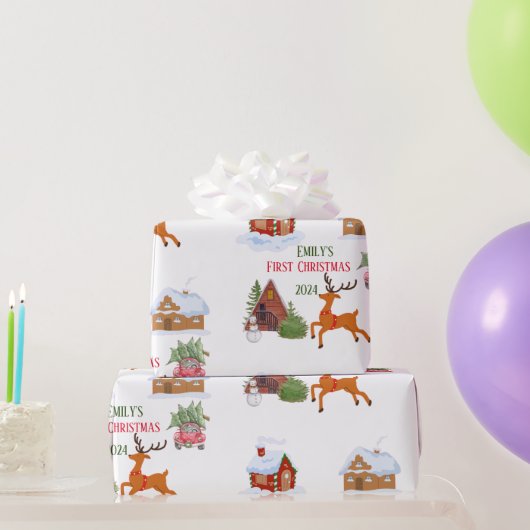Custom Baby's First Christmas Pet Geschenkpapier (Partygeschenke)
