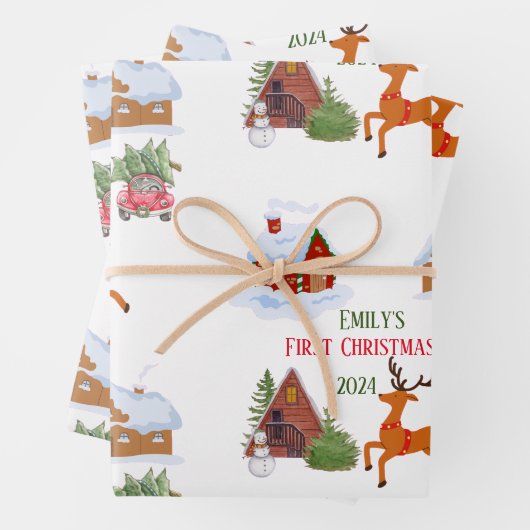 Custom Baby's First Christmas Pet Geschenkpapier Set (Beispiel)