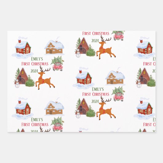 Custom Baby's First Christmas Pet Geschenkpapier Set (Vorderseite)