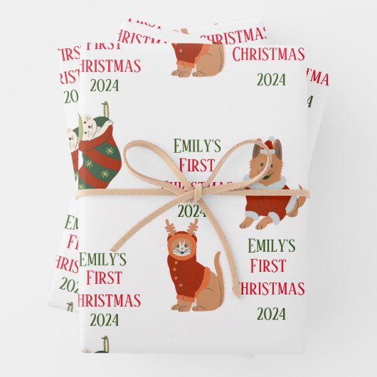 Custom Baby's First Christmas Pet Geschenkpapier Set (Beispiel)