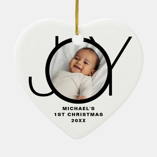 Custom Baby's First Christmas Photo Keramik Ornament (Hinten)