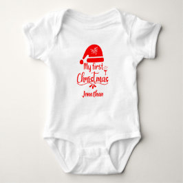 Custom Baby's First Christmas Red Weihnachtsmannmü Baby Strampler