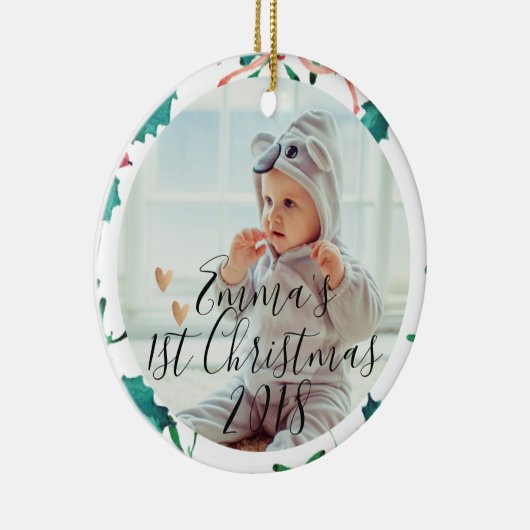 Custom Baby's First Christmas | Weihnachten Keramik Ornament (Rechts)