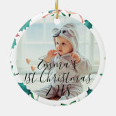 Custom Baby's First Christmas | Weihnachten Keramik Ornament (Hinten)