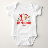 Custom Baby's First Christmas Weihnachtsmann Holly Baby Strampler (Vorderseite)