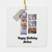 Custom Baby's first year 4 Foto Collage Keramikornament (Vorderseite)