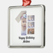 Custom Baby's first year 4 Foto Collage Ornament Aus Metall (Links)