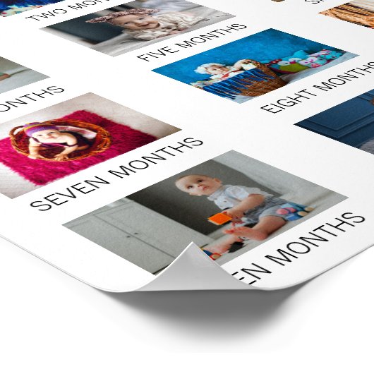 Custom Babys First Year Poster Modern 1. Geburtsta (Ecke)