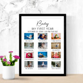 Custom Babys First Year Poster Modern 1. Geburtsta
