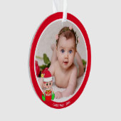 Custom Baby's Foto mit Weihnachtself Ornament (Vorderseite)