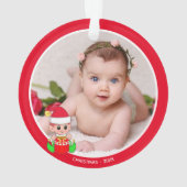 Custom Baby's Foto mit Weihnachtself Ornament (Rückseite)