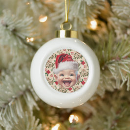 Custom Baby's Weihnachtsmannmütze Erstes Weihnacht Keramik Kugel-Ornament