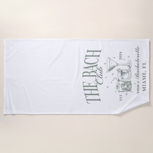 Custom Bach Club Bacheloretto Retro Cocktail Grün Strandtuch (Vorderseite)