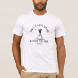 Custom Bachelor Party Bevorzugen Golf Trip Trauzeu T-Shirt<br><div class="desc">Tragen Sie Ihren Bachelor-Party-Stil mit diesem benutzerdefinierten T - Shirt "Last Swing Before the Ring"! Ein modernes Design,  ideal für Golfausflüge,  Hochzeitsfeiern und Trauzeugen!</div>