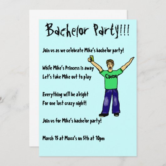 Custom Bachelor Party!! Einladungen (Vorne/Hinten)