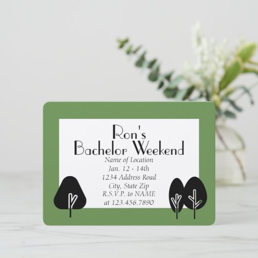 Custom Bachelor Weekend Wilderness Einladung (Stehend Vorderseite)