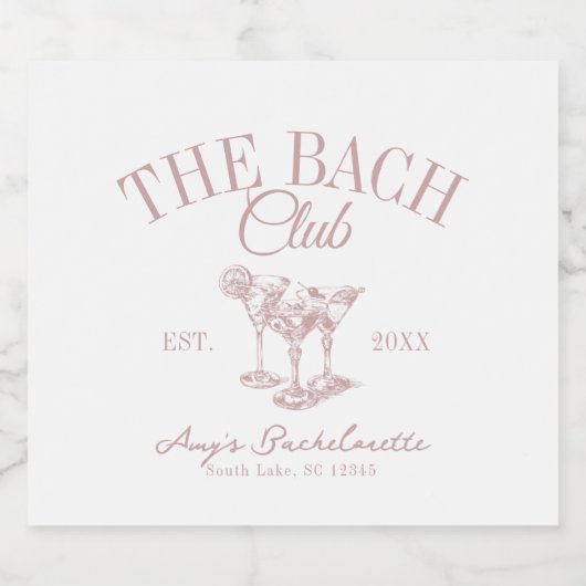 Custom Bachelorette Bach Club Alkoholflaschenetikett (Einzelnes Label)