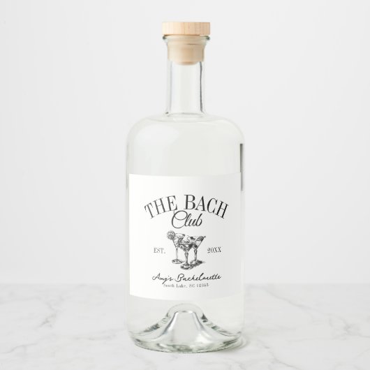 Custom Bachelorette Bach Club Alkoholflaschenetikett (Vorderseite)