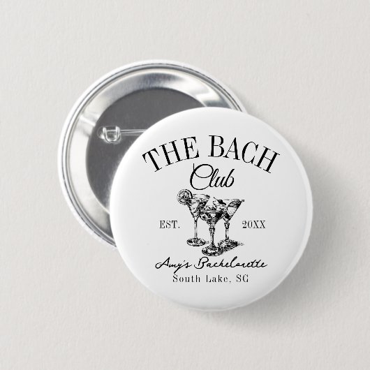 Custom Bachelorette Bach Club Gefallen an der Bach Button (Vorne & Hinten)