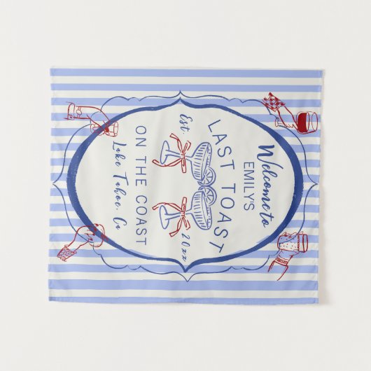 Custom Bachelorette | Last Toast on the Coast Wandteppich (Vorderseite (Horizontal))