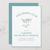 Custom Bachelorette Party Cocktail Social Club Einladung (Vorne/Hinten)