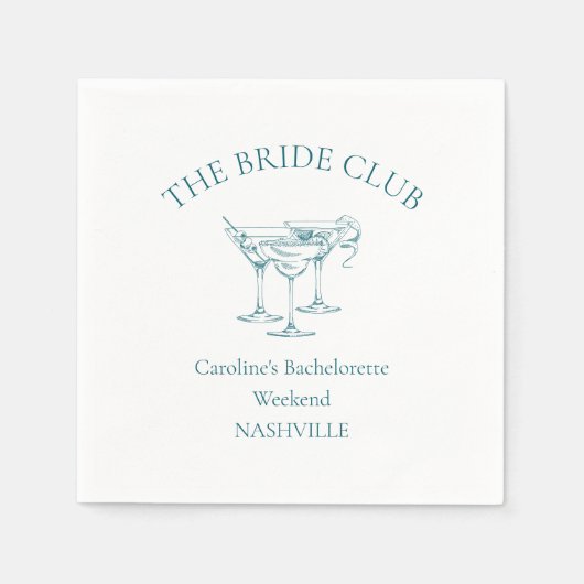 Custom Bachelorette Party Cocktail Social Club Serviette (Vorderseite)