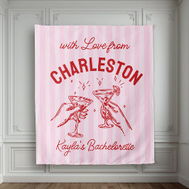 Custom Bachelorette Pastel Stripes Martini Cheers Wandteppich