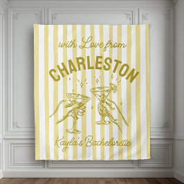 Custom Bachelorette Pastel Stripes Martini Cheers Wandteppich