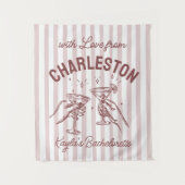 Custom Bachelorette Pastel Stripes Martini Cheers Wandteppich (Vorderseite)