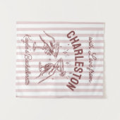 Custom Bachelorette Pastel Stripes Martini Cheers Wandteppich (Vorderseite (Horizontal))