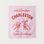 Custom Bachelorette Pastel Stripes Martini Cheers Wandteppich (Vorderseite)