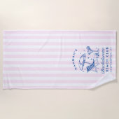 Custom Bachelorette Pink & Blue Modern Beach Handt Strandtuch (Vorderseite)