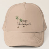 Custom Bachelorette Weekend Hat | Palme Truckerkappe (Vorderseite)